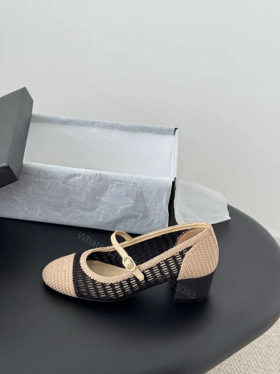 View 3 of Two-Tone Knit Mary Jane Heels: Sleek, All-Day Comfort