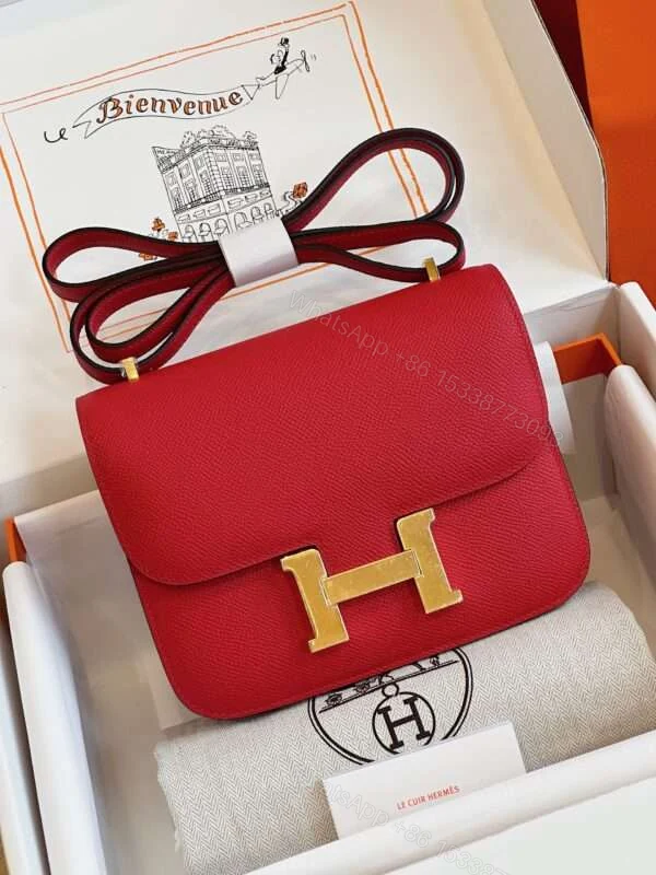 Hermes Constance Bag Epsom Gold Red Handbags Lock Gold Like Auth 19cm — view 1