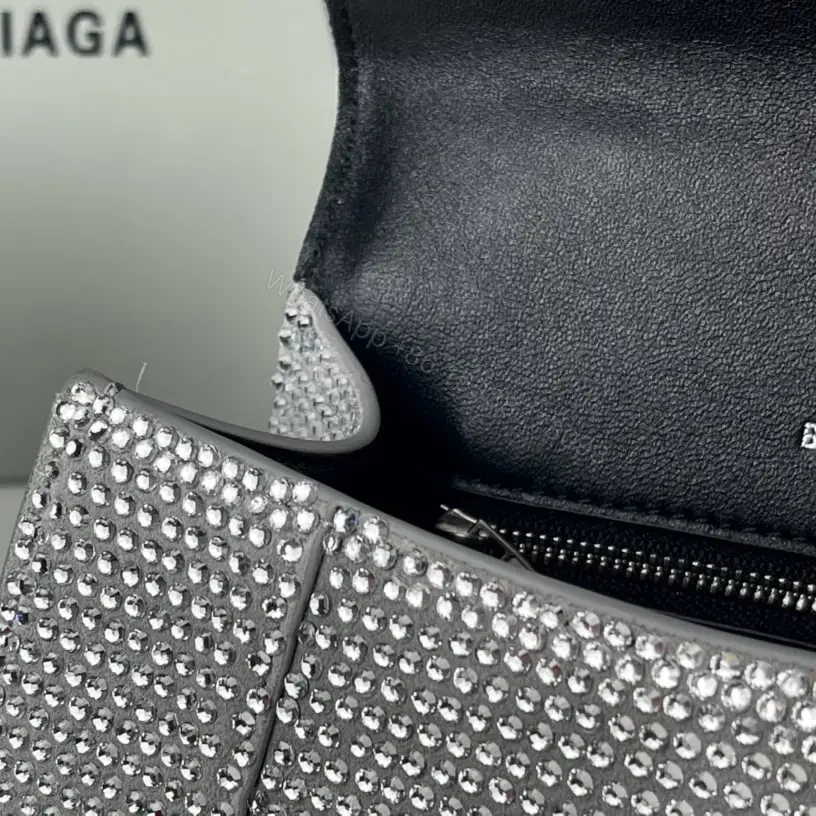View 12 of 高仿Balenciaga*Hourglass系列沙漏包滿鑽銀色S