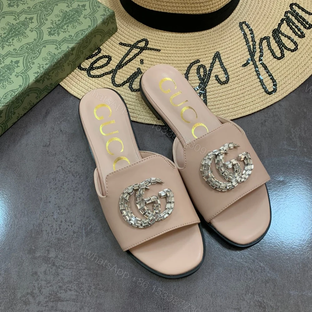 View 4 of Gucci Double G Slippers Beaded In Beige