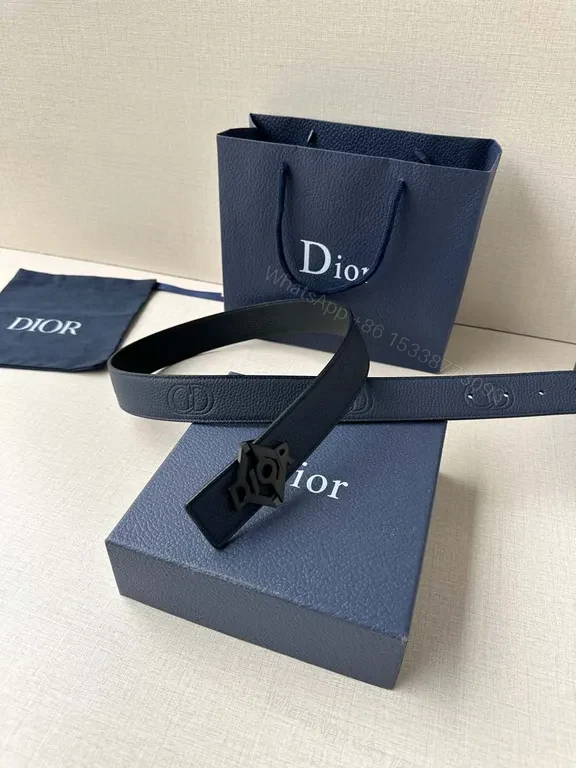 View 9 of Blue Leather Dior Hex Hardware Bracelet - Modern Minimalist Luxury
