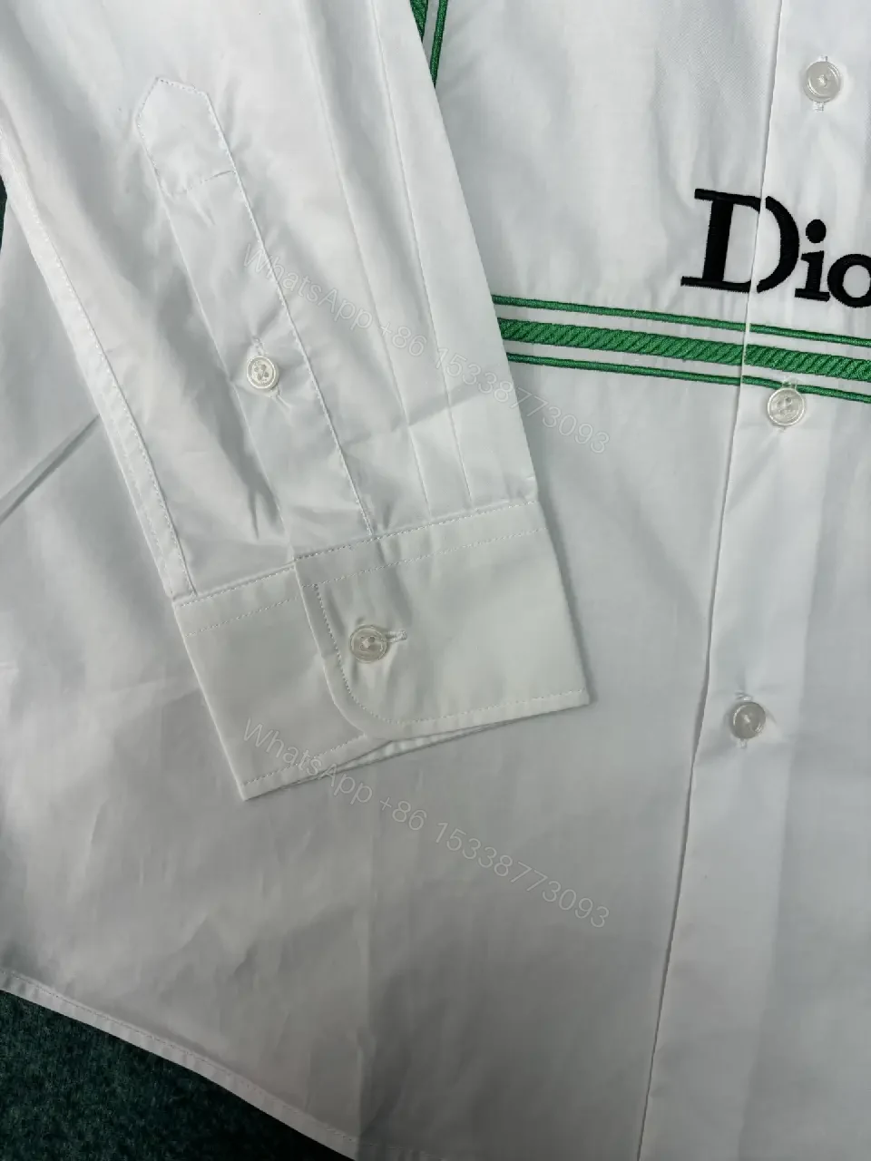 View 10 of White Cotton Shirt with Bonjour Tristesse Logo, Dior Style