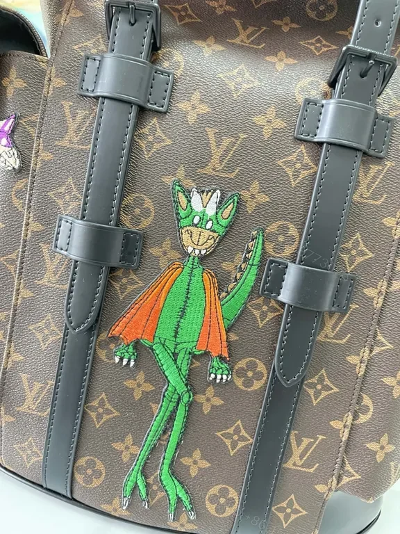 View 3 of Bold Monogram Backpack with Embroidered Accents â€” Everyday Luxury Backpack