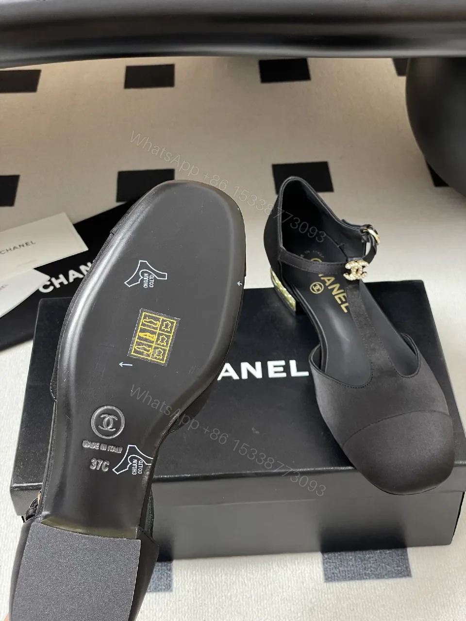 View 9 of Black Satin T-Strap Flats - Luxury-Inspired Comfort, Modern Elegance