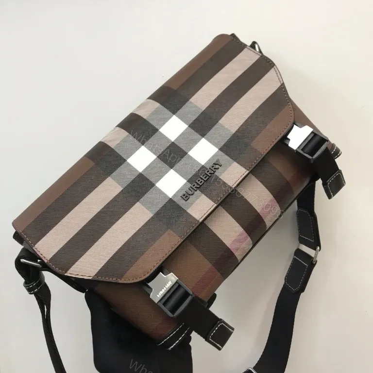 View 2 of Structured Plaid Messenger: Premium Crossbody with Signature Organization