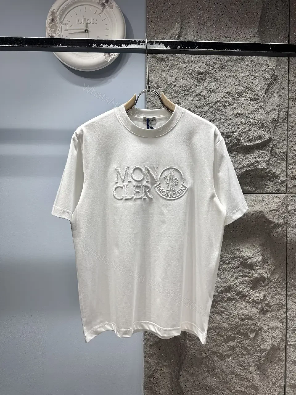 White Cotton Luxe Tee with Embroidered Detail — view 1
