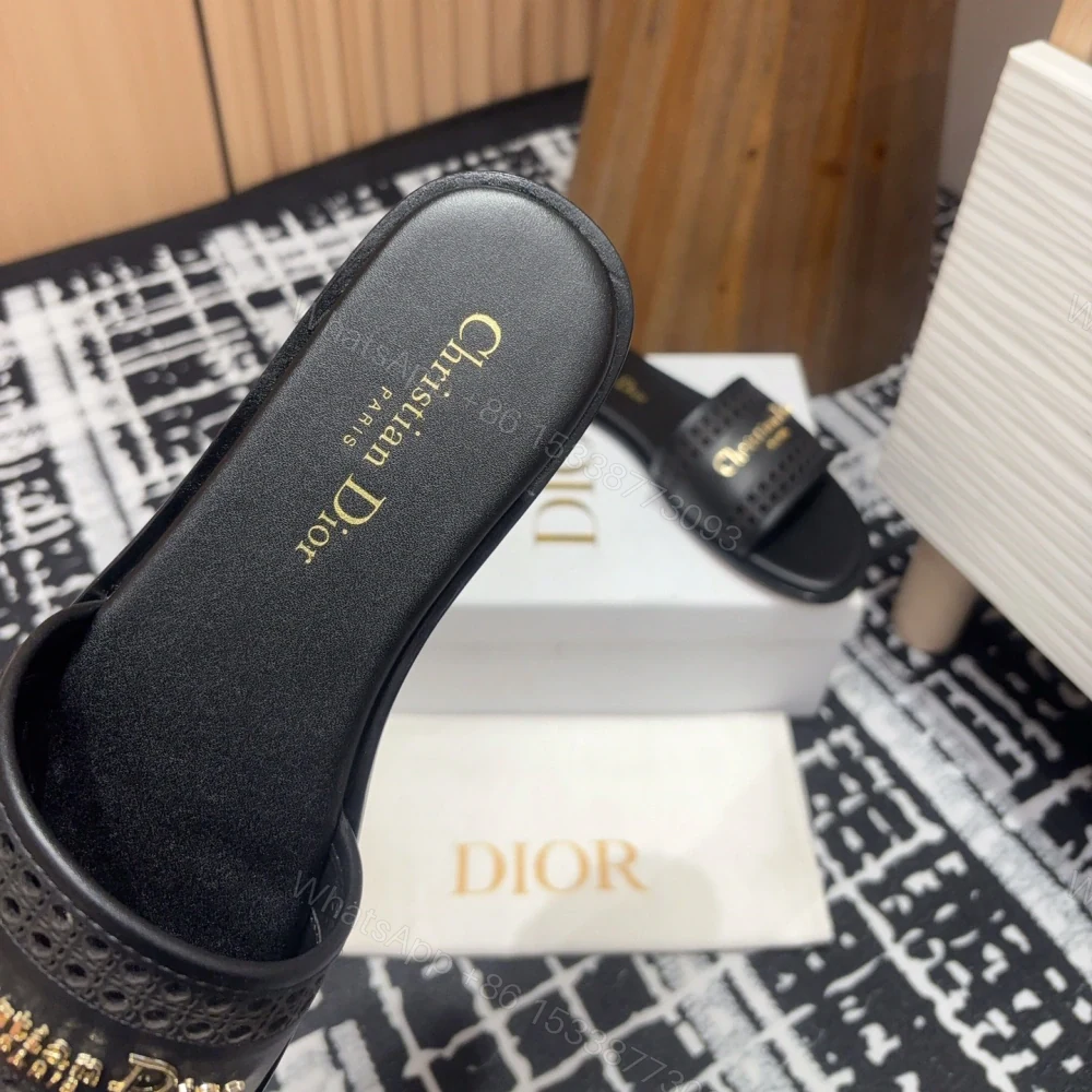 View 5 of 高仿Dior*D-Lane系列KCO155圓頭套腳一字拖鞋黑色免檢版