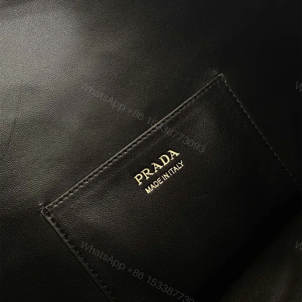 View 9 of 高仿Prada*Buckle系列1BE085小牛皮水桶包黑色免檢版