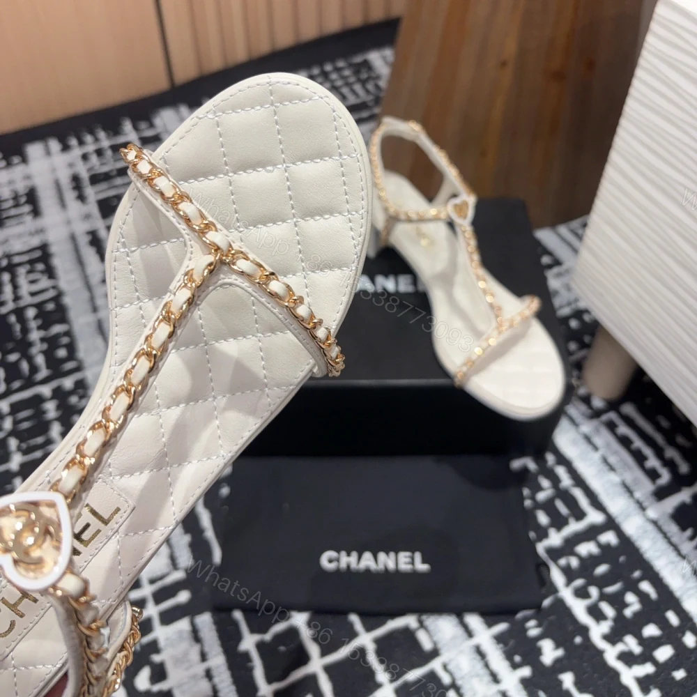 View 6 of 高仿Chanel*25C系列G36122C小羊皮中踭涼鞋白色5CM免檢版