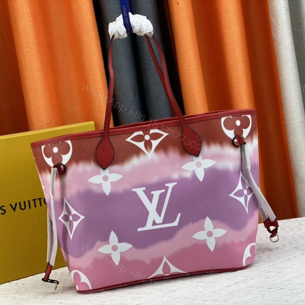 View 3 of Louis Vuitton Neverfull MM Monogram Escale Pink Red Purple 31Cm