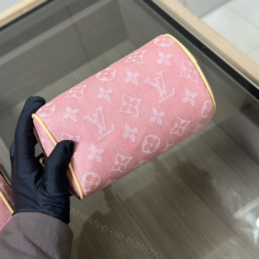 View 5 of Louis Vuitton Nano Speedy Monogram Jacquard Denim Pink 20Cm M81213