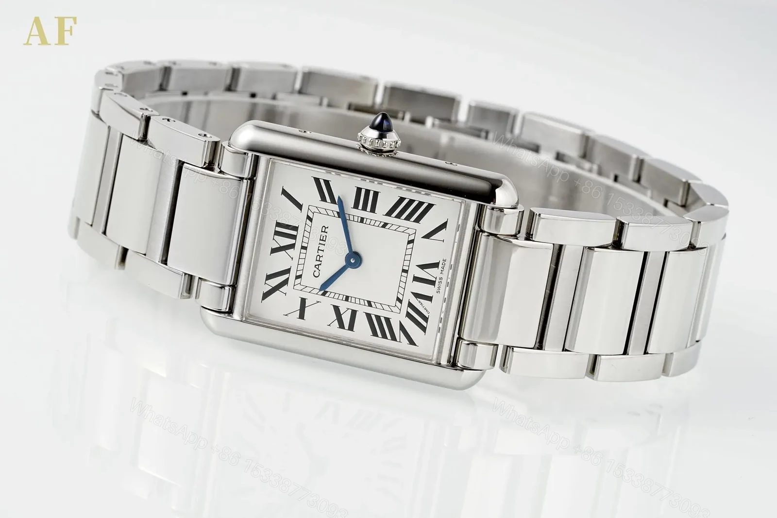 View 3 of TW Factory Cartier Tank Solo Stainless Steel Quartz Watch – Silver Dial, Blue Hands, 34.8 x 24mm