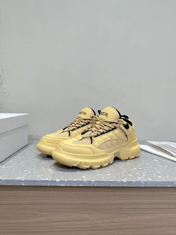 View 4 of Beige Leather-Mesh Chunky-Sole Sneakers: Luxe, All-Day Comfort