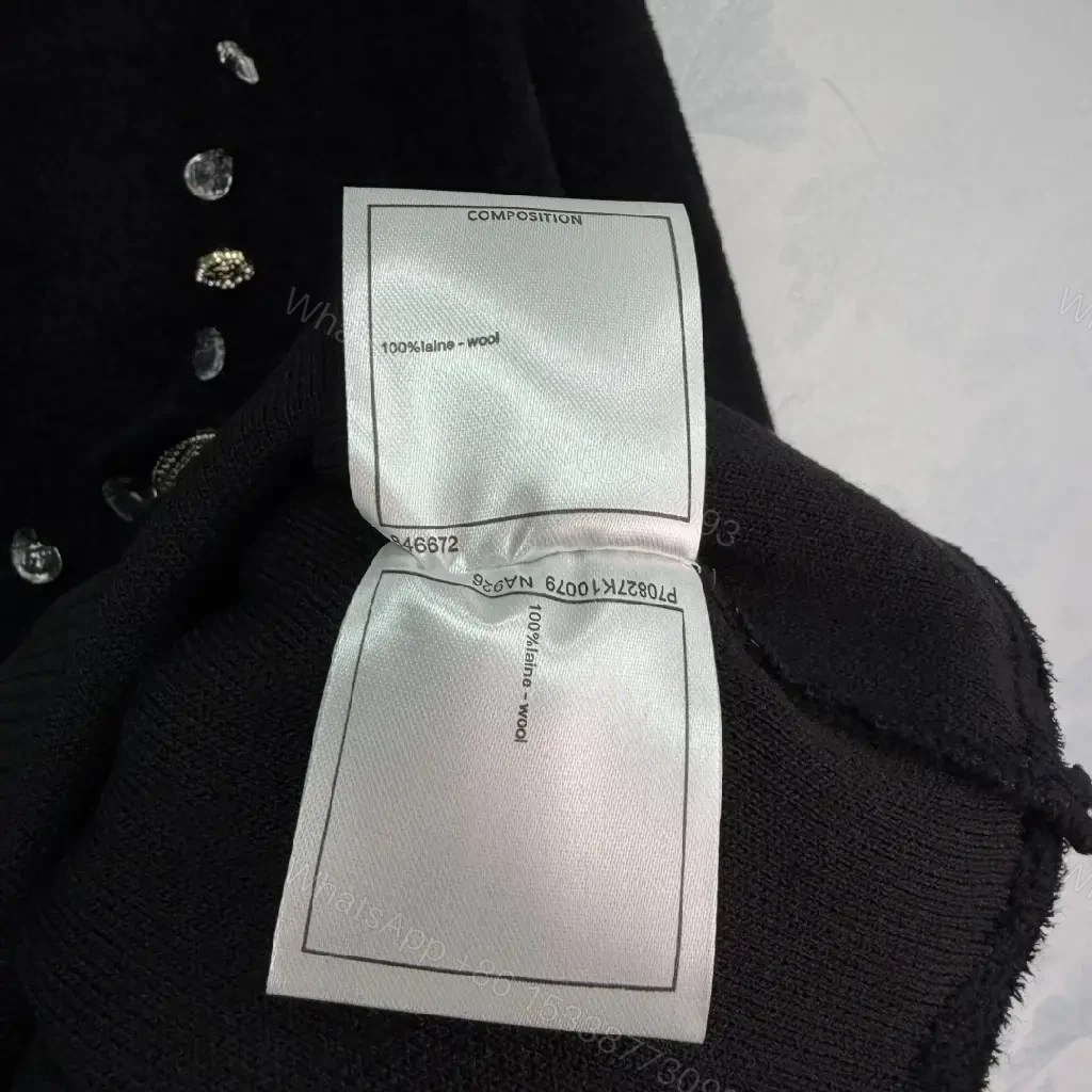 View 4 of Black Knit Cardigan with Crystal Embellishments - Luxe, Cropped, Buttoned