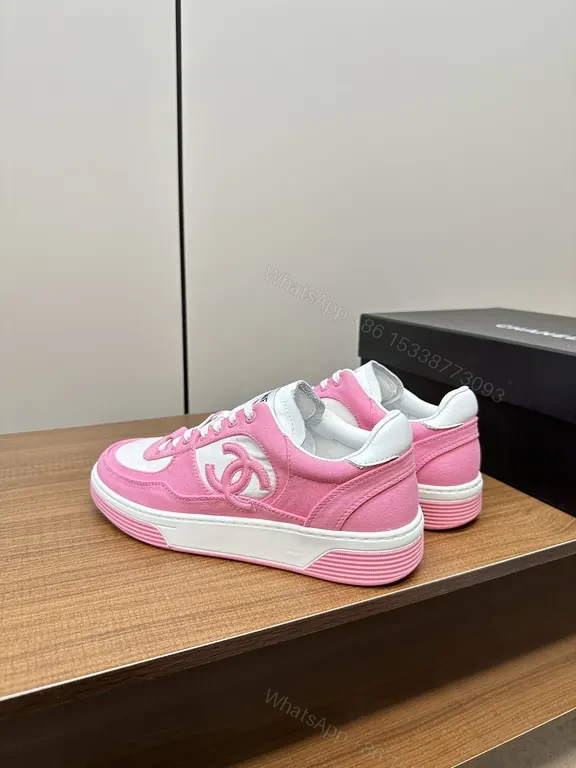 View 7 of Pink & White Chanel-Inspired Low-Top Sneakers - Luxe Everyday Style