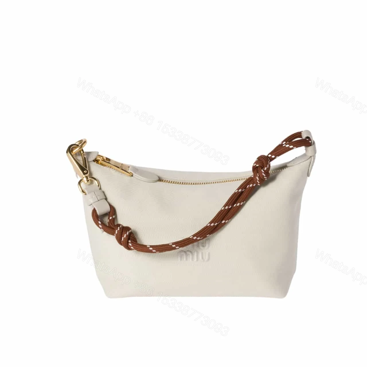 MIUMIU GABARDINE POUCH CHALK WHITE 18CM 5NE841 2IA7 F0C42 — view 1