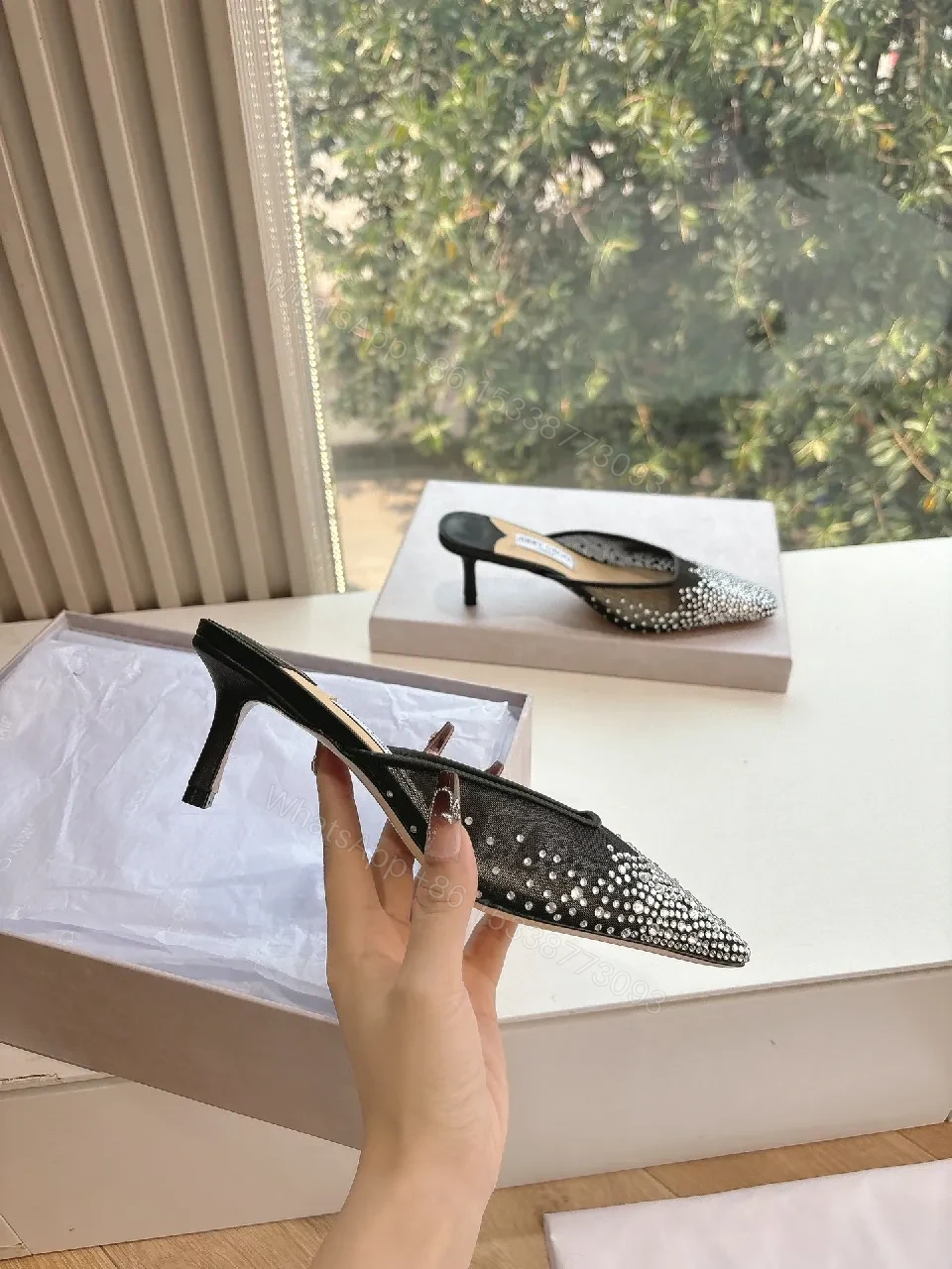 View 2 of Elegant Crystal-Embellished Slip-Ons: Luxe Comfort Mule