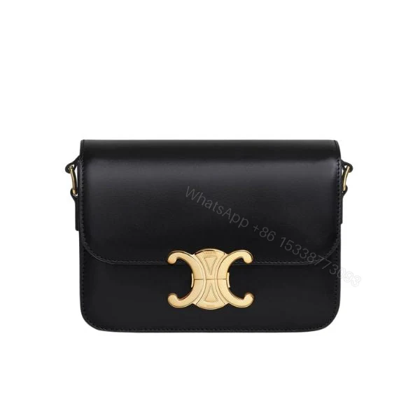 CELINE TEEN TRIOMPHE BAG IN SHINY CALFSKIN BLACK 18CM 188423BF438NO — view 1