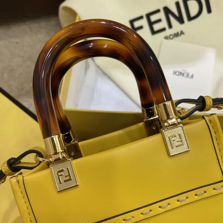 View 7 of Bold Yellow Mini Bag: Lux Gloss Leather, Fendi-Inspired