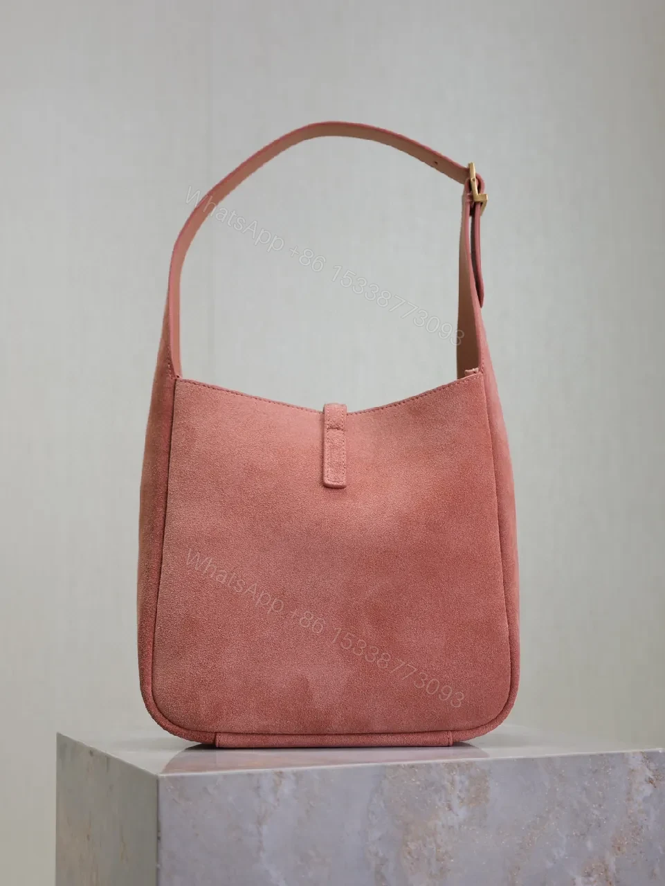 View 6 of Soft Suede Shoulder Bag - Rose + Suede + Everyday Luxe + YSL Hardware + Shoulder Bag