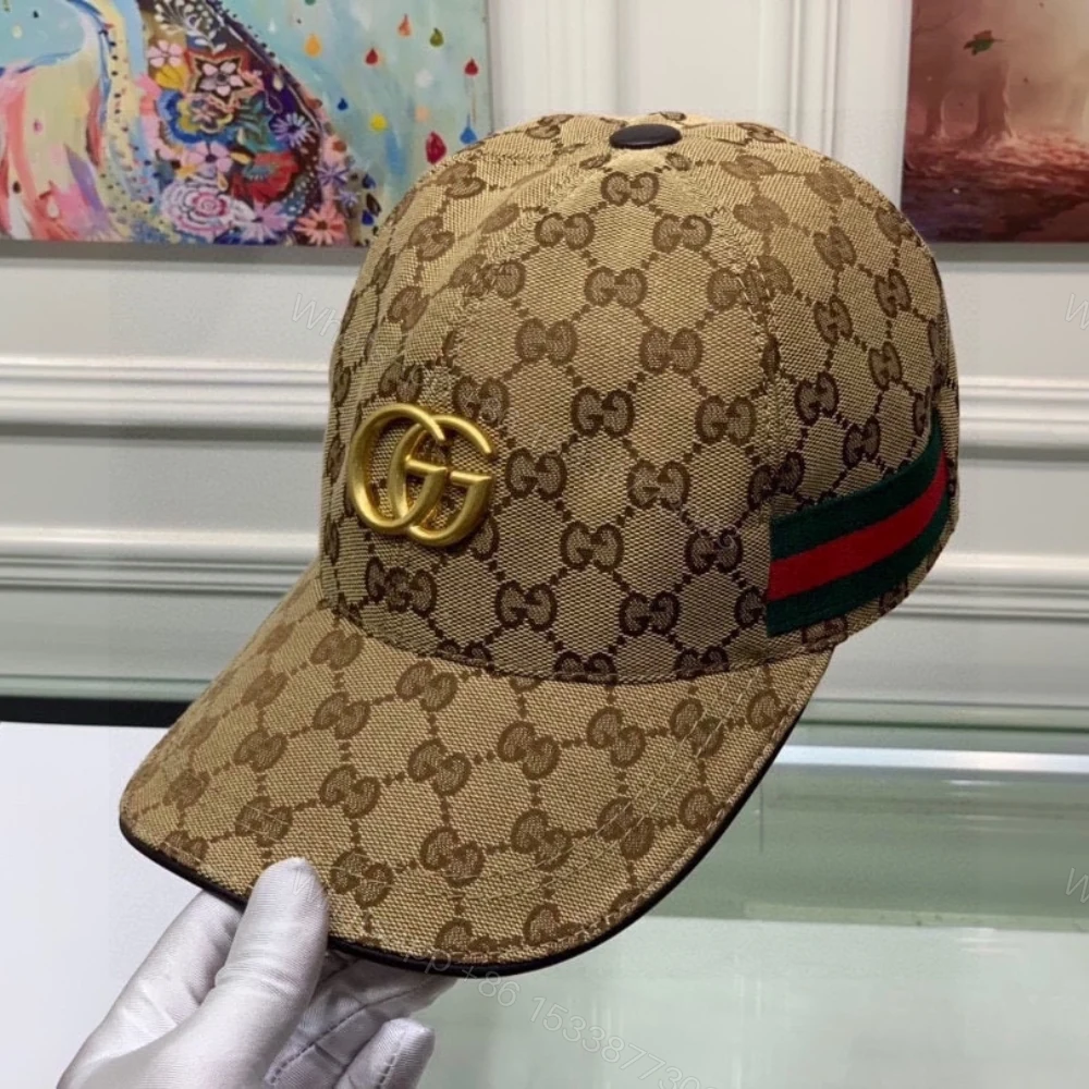 View 4 of Gucci GG Canvas With Web Baseball Cap Brown