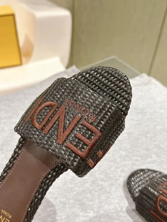 View 2 of Fendi Textured Black Woven Slide: Signature Comfort