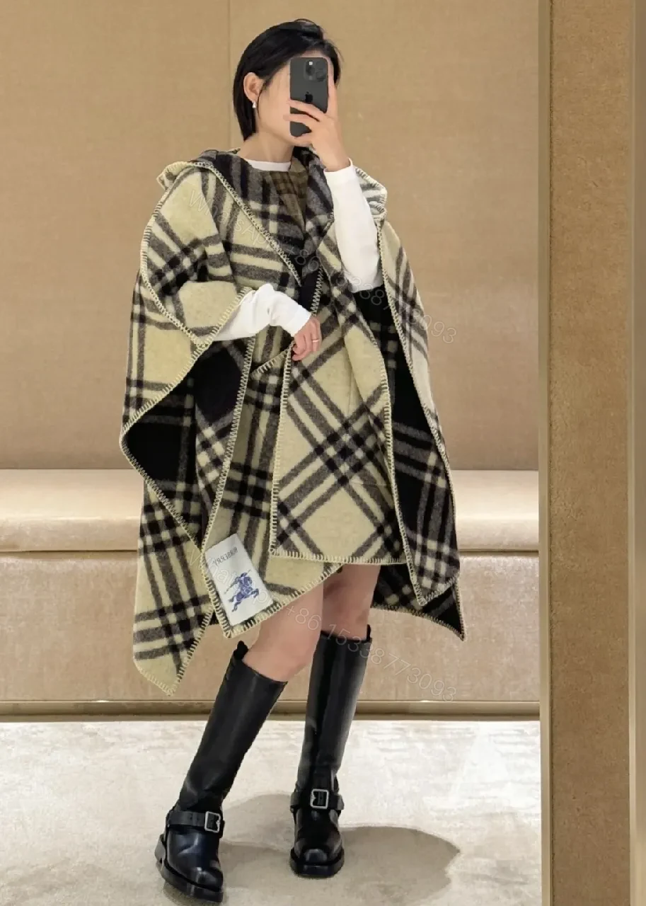 View 7 of Colorful Warmth Cape: Plaid, Wool, Oversized, Comfortable Layering, Cape
