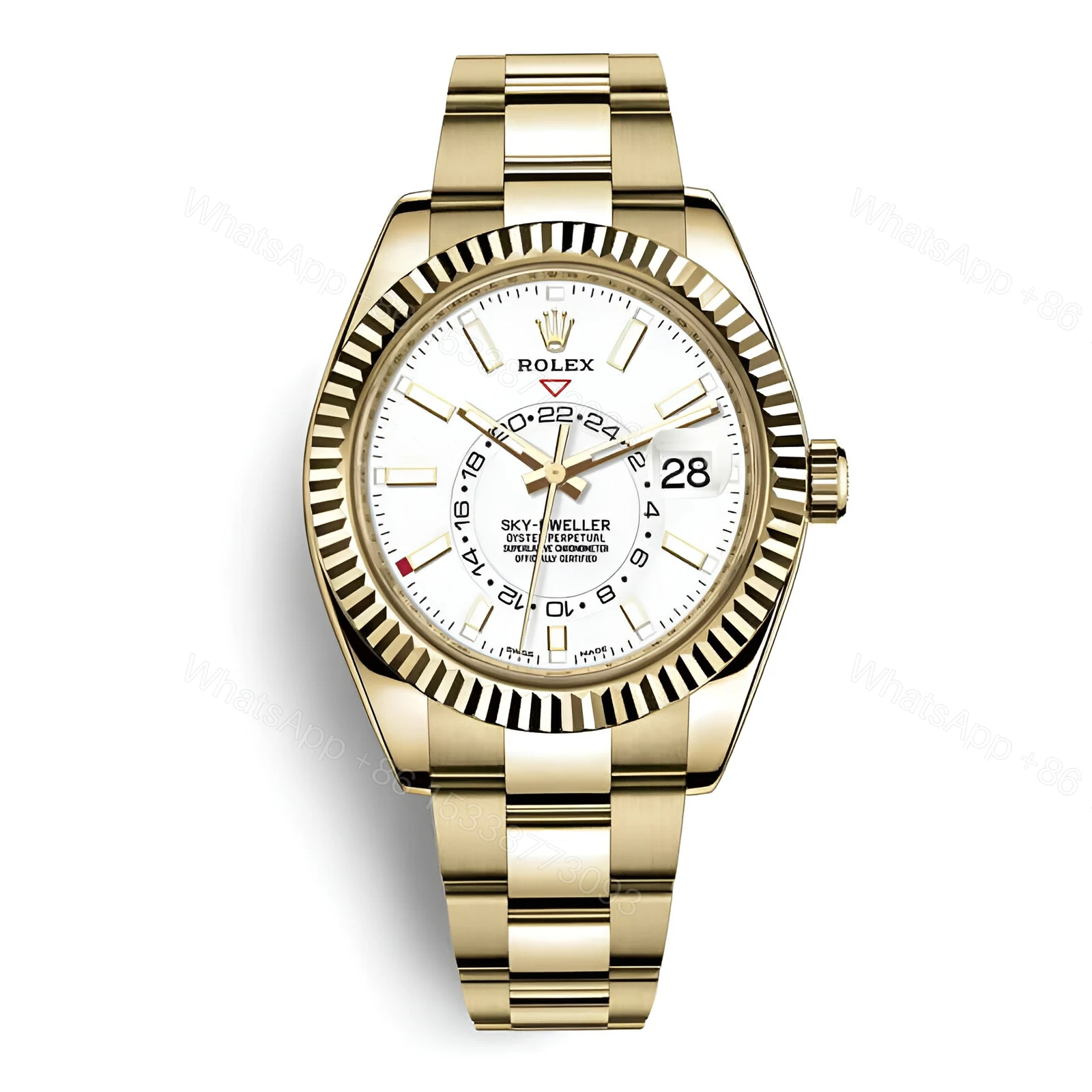 Rolex Sky-Dweller Yellow Gold Fluted Bezel Replica — view 1