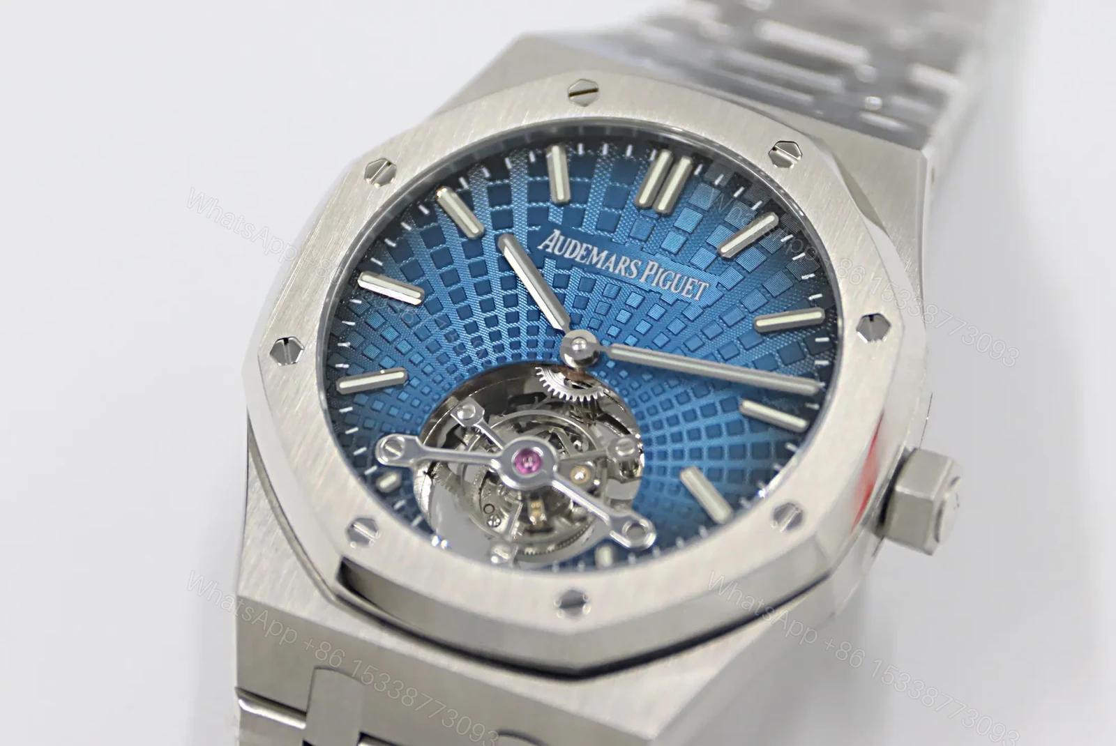 View 3 of APS Factory Audemars Piguet Royal Oak Ultra-Thin Tourbillon Watch – Blue Dial, Stainless Steel Case, V2 Upgrade Edition 2020 Model 26522CE.00.1220TI.01