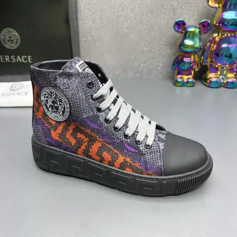 View 2 of VERSACE SNAKESKIN EMBOSSED LEATHER HIGH TOP SNEAKERS – VS65
