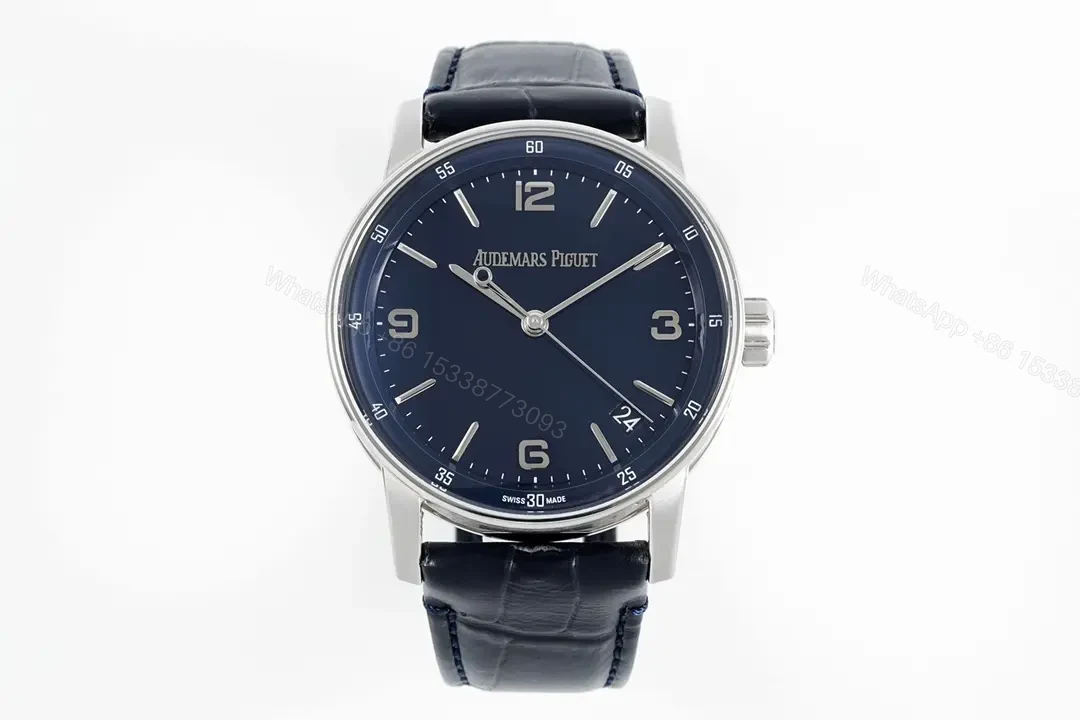 APS Factory Audemars Piguet CODE 11.59 Blue Dial Three-Hand Automatic Watch with Leather Strap — view 1