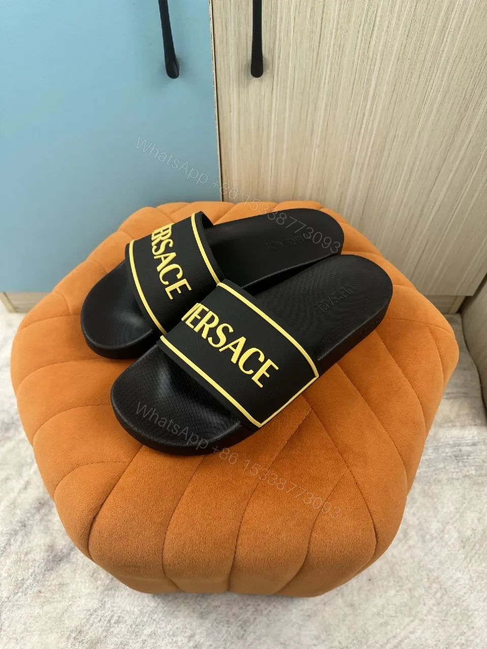 View 8 of Patterned Comfort Black Slip-Ons: Bold Logo Elevated Style