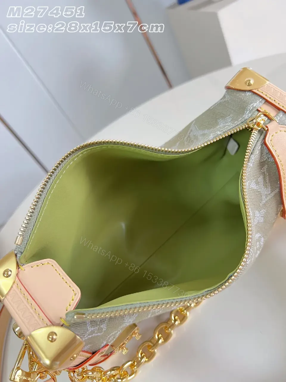 View 4 of Chic Monogram Leather Satchel: Elegant All-Day Luxury Bag