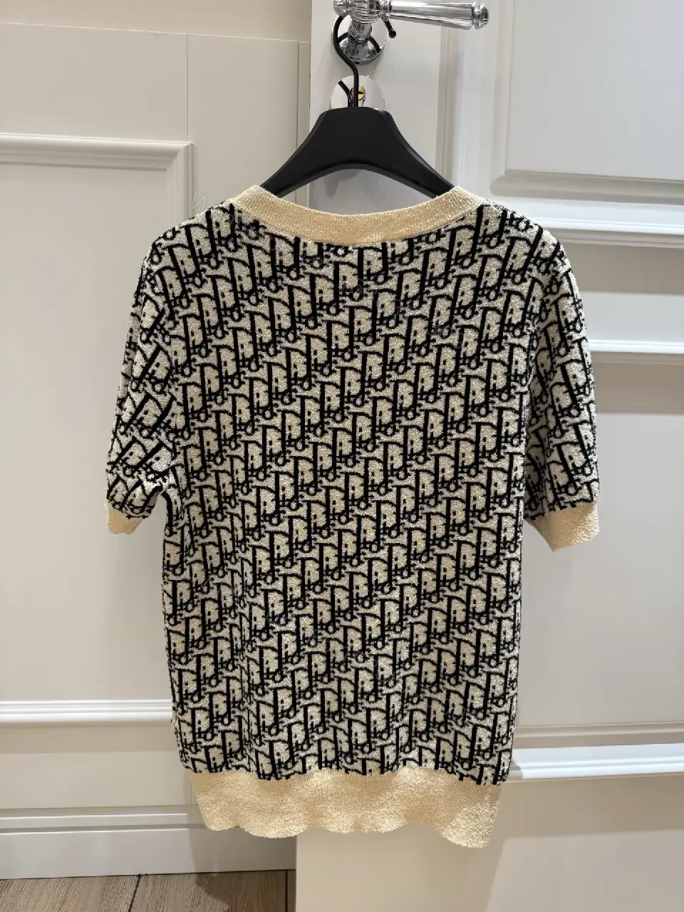 View 10 of BeigeBlack Knit Dress with Dior Monogram TrimShort Sleeves Dress