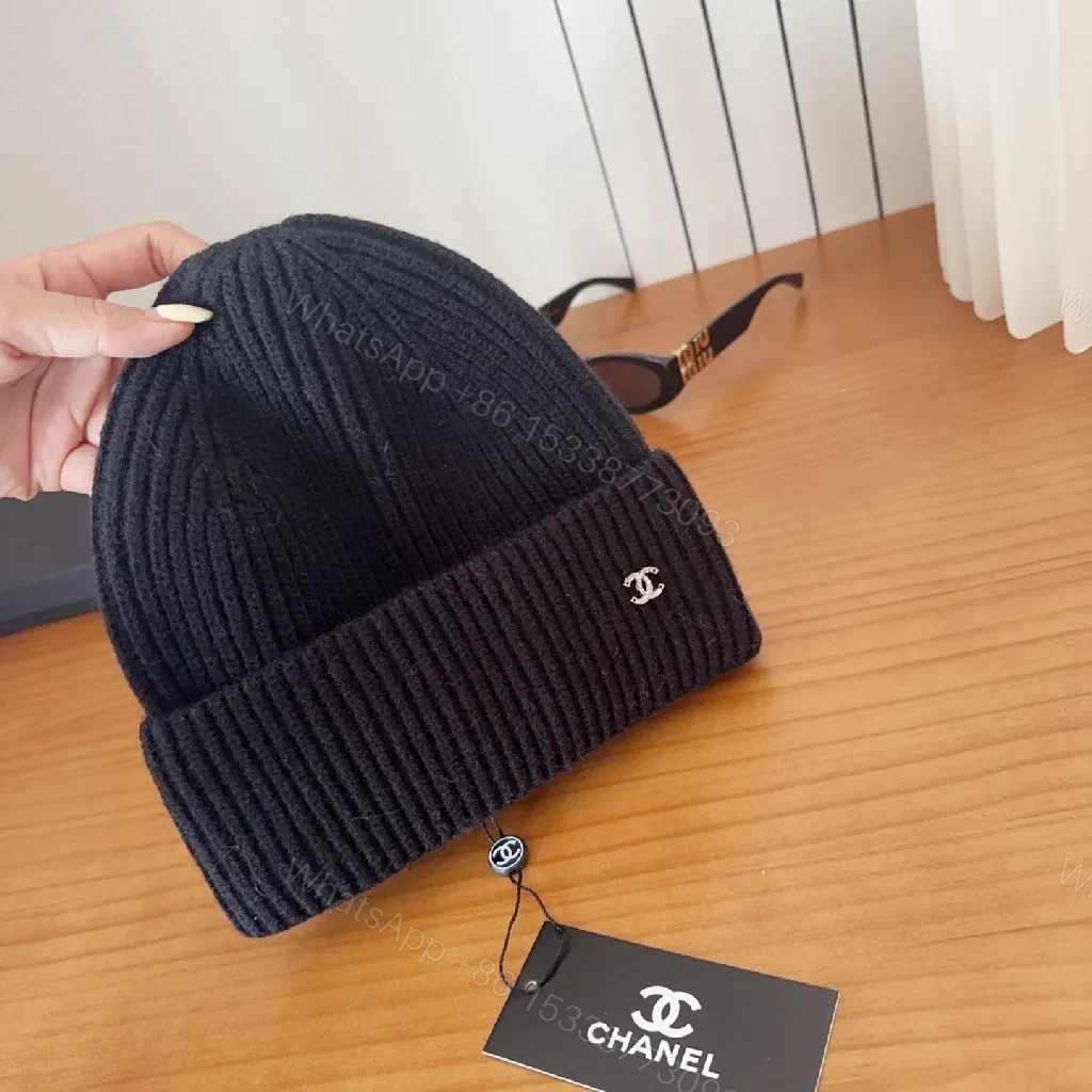 View 9 of Chic Knit Beanie in Black Knit with Luxe Logo Style