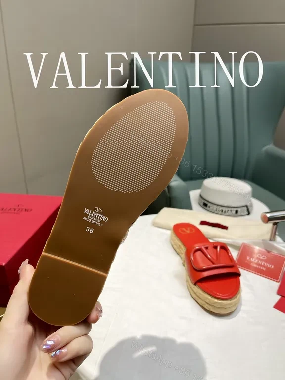 View 4 of Red Valentino Red Calf Leather Espadrille Slide - Bold Luxury Comfort