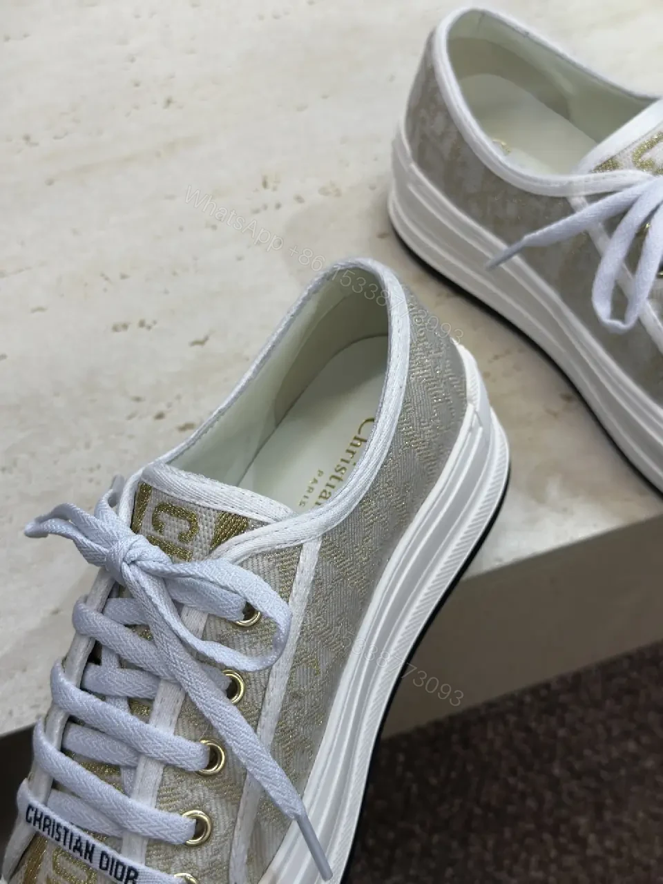View 4 of Beige Denim Sneakers with White Toe Cap, Lightweight Forever Fashion