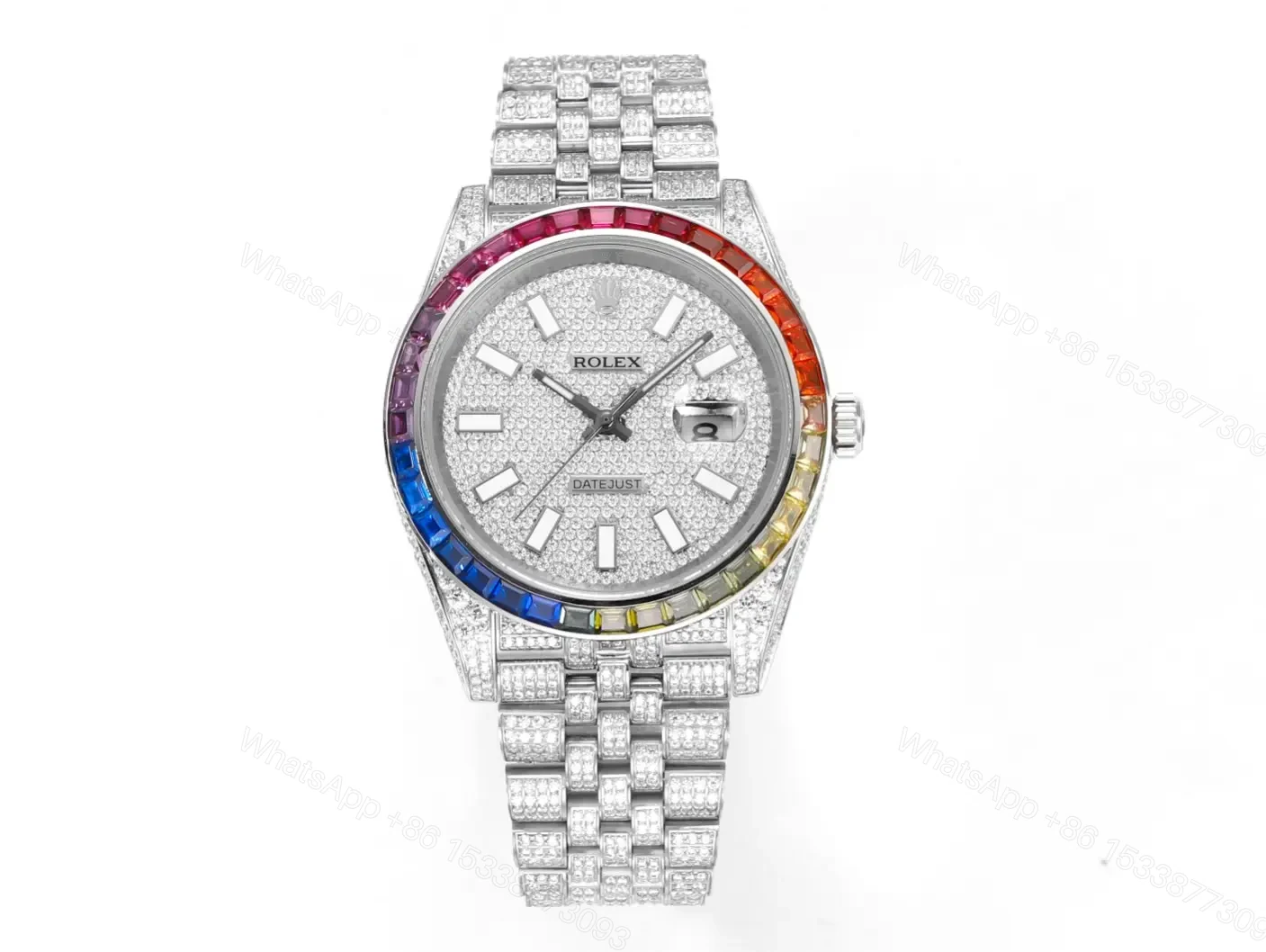 Best Rolex Datejust Rainbow 41 replica 41MM Pavé Dial Silver Jubilee Bracelet Edition RG-DATEJUST41-RAINBOW-PAVE-SILVER-JUBILEE — view 1