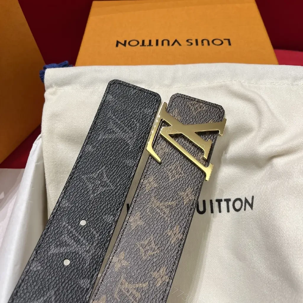 View 2 of Lux Monogram Belt with Gold Buckle – Premium Canvas Accessory