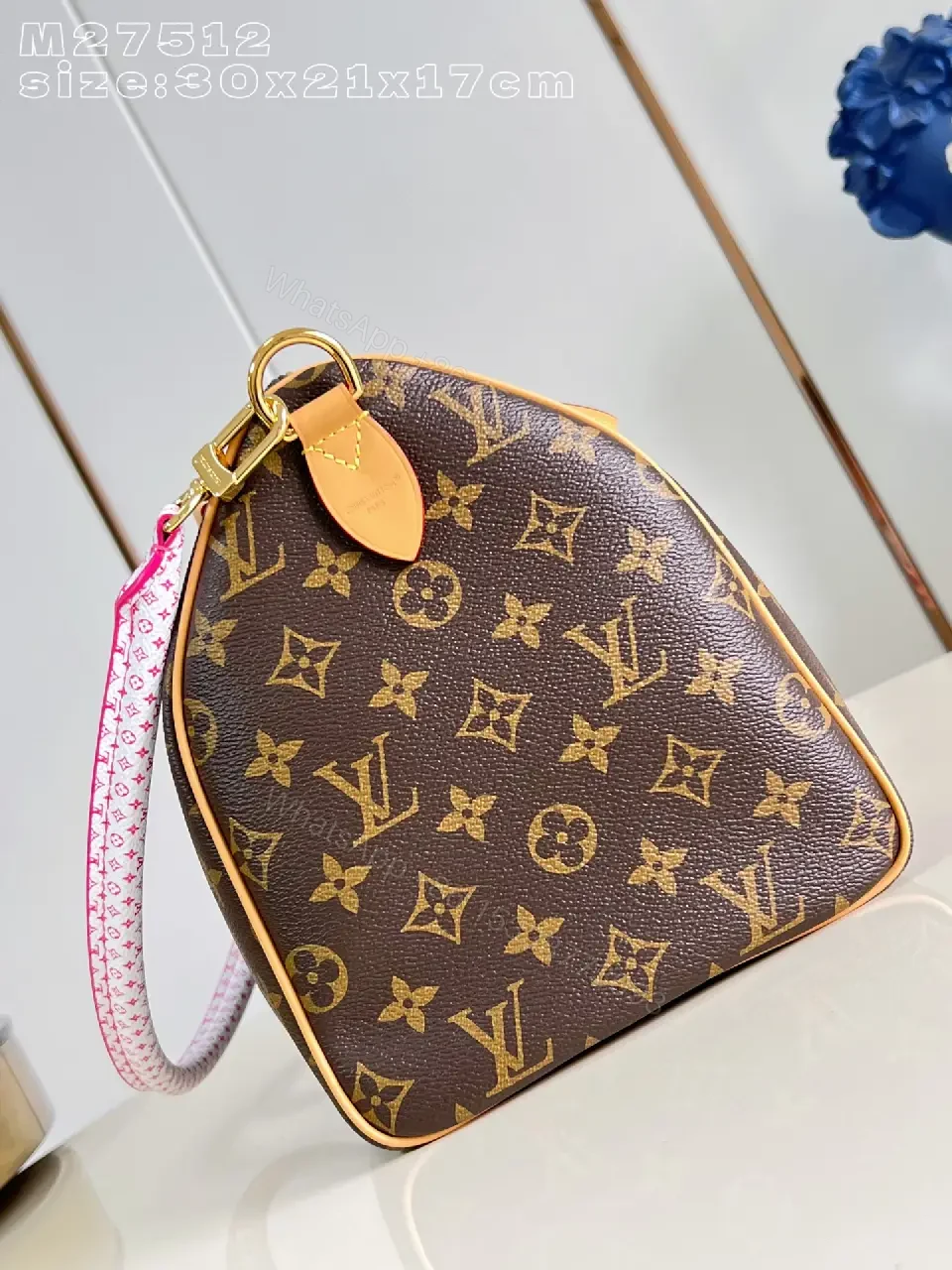 View 4 of Orange Accent Monogram Handbag - Structured Luxury Tote