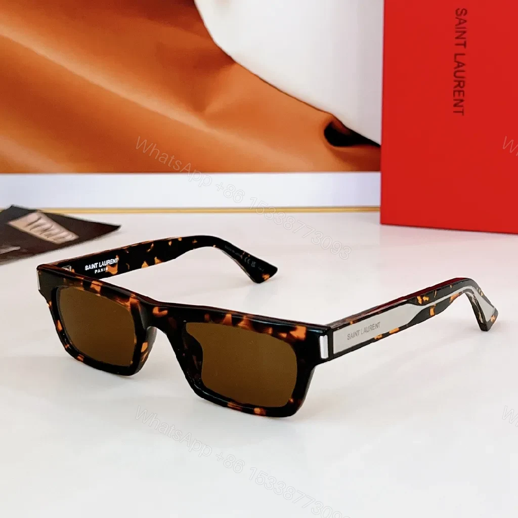 View 6 of Amber-Accent Modern Edge Sunglasses - Lightweight, Rectangular Frame
