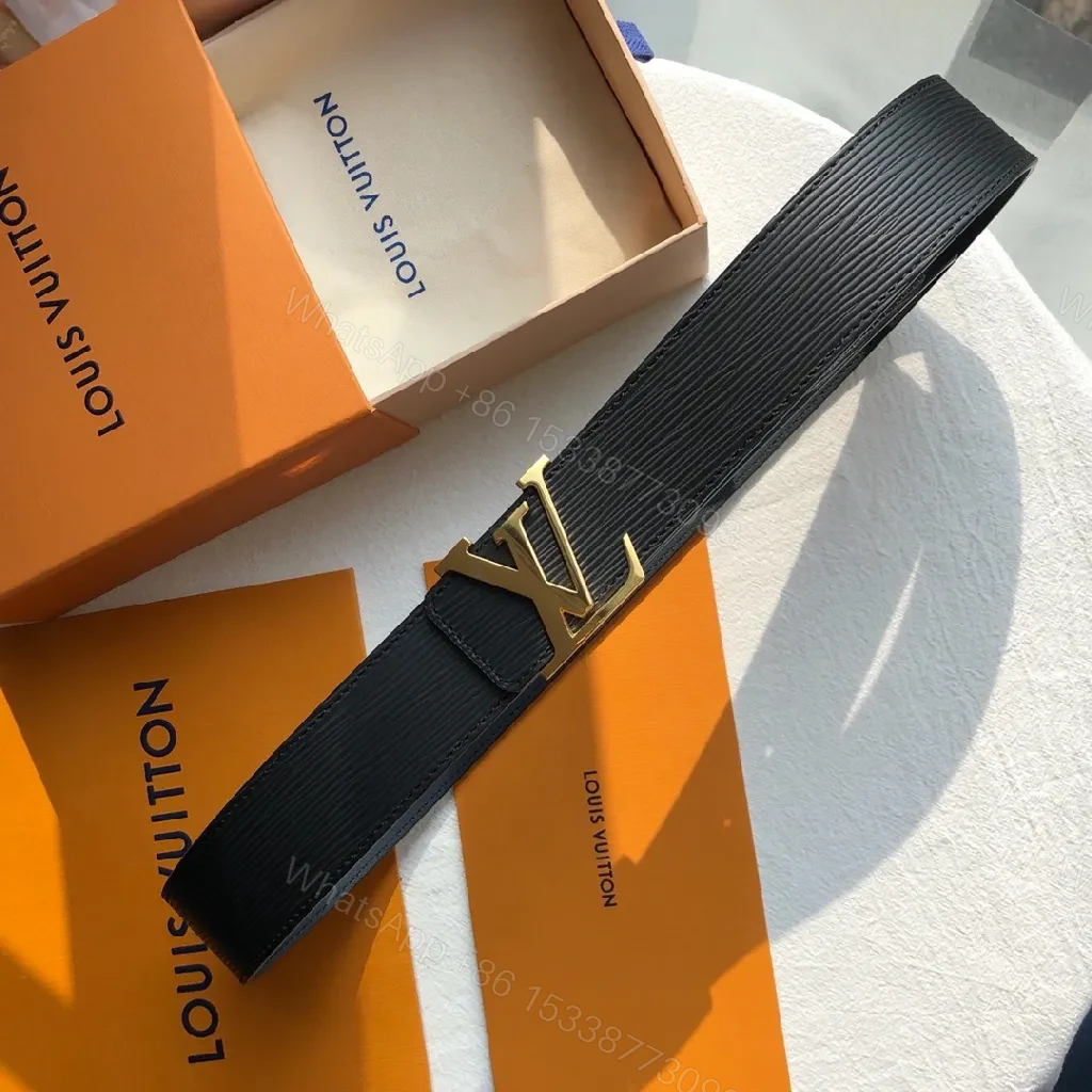 View 8 of Lux Leather Belt: Textured Black, Gold Buckle, Modern Chic