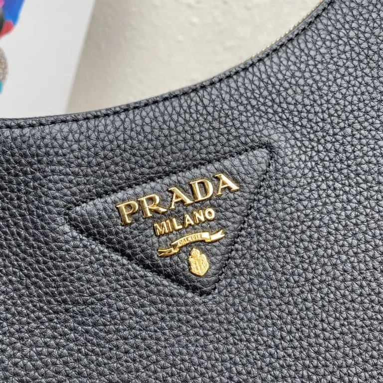 View 2 of Black Pebbled Leather Prada-Inspired Crossbody: Compact Luxury