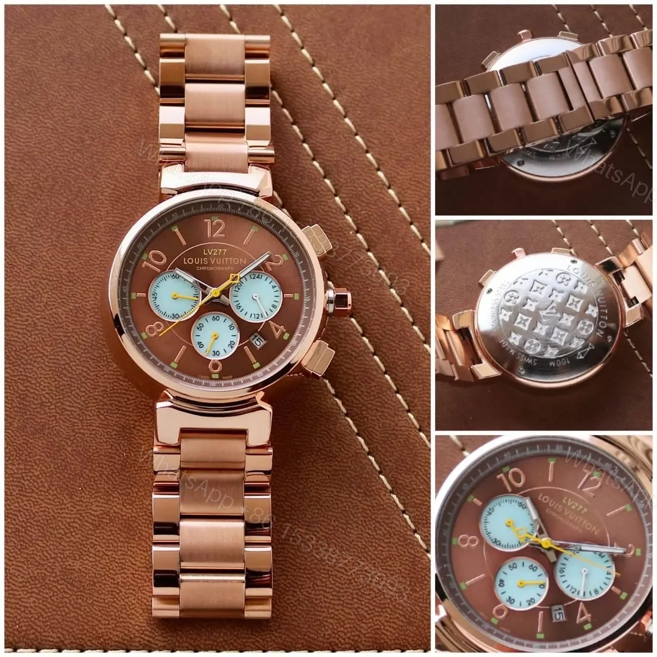 View 3 of Louis Vuitton For Men 7AA Premium Collection Model – Rose Gold Quartz Chronograph