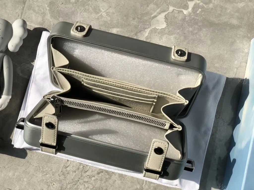 View 5 of Metallic Ribbed Crossbody: Dior-Branded Compact Case - 60 chars max