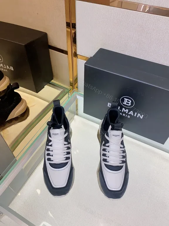 View 7 of Bold Contrast-Panel High-Top Sneakers for City Elegance