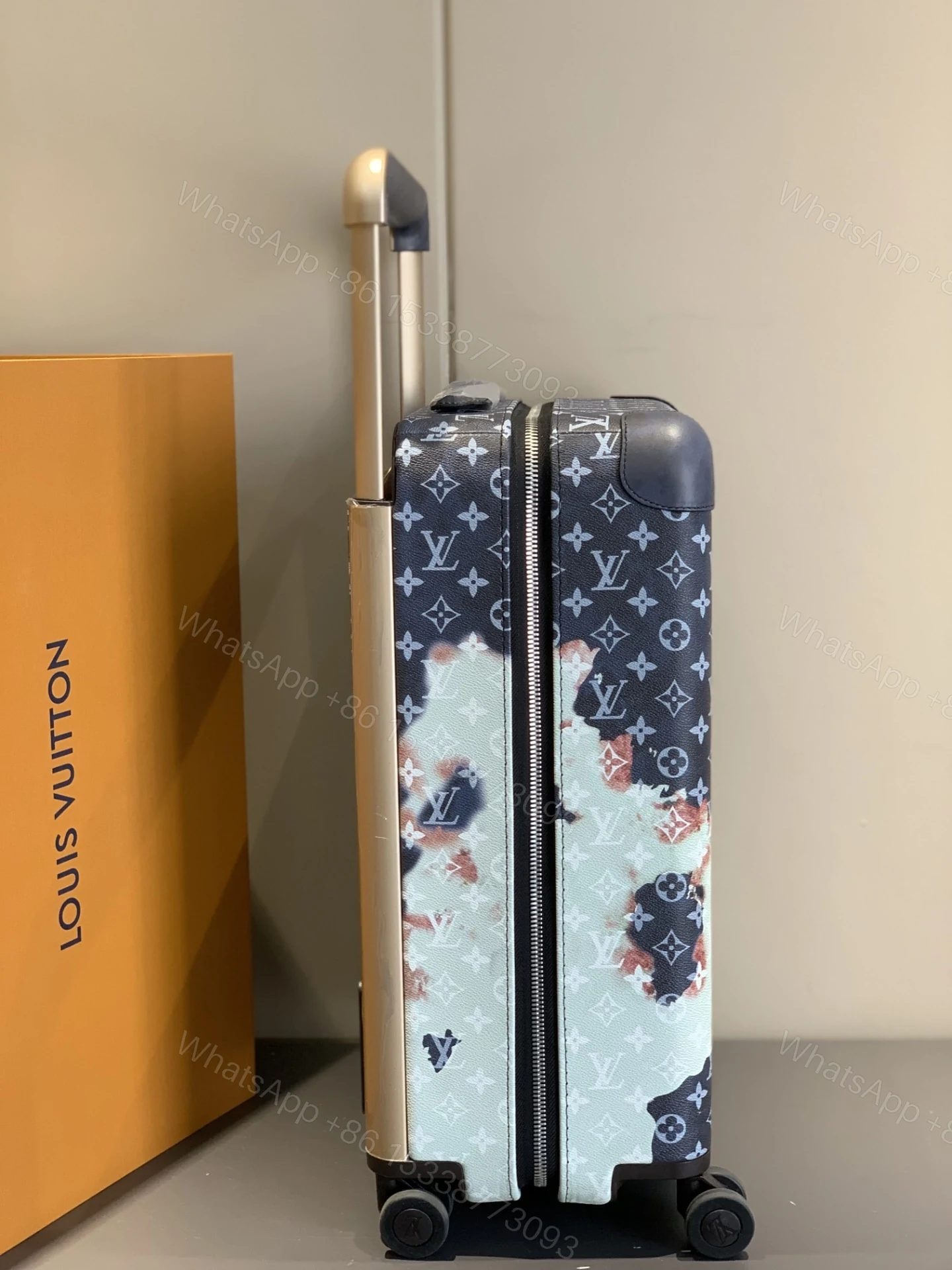 View 4 of Louis Vuitton Horizon 55 Suitcase Monogram Bleach Coated Canvas Ink Blue 55Cm M10289