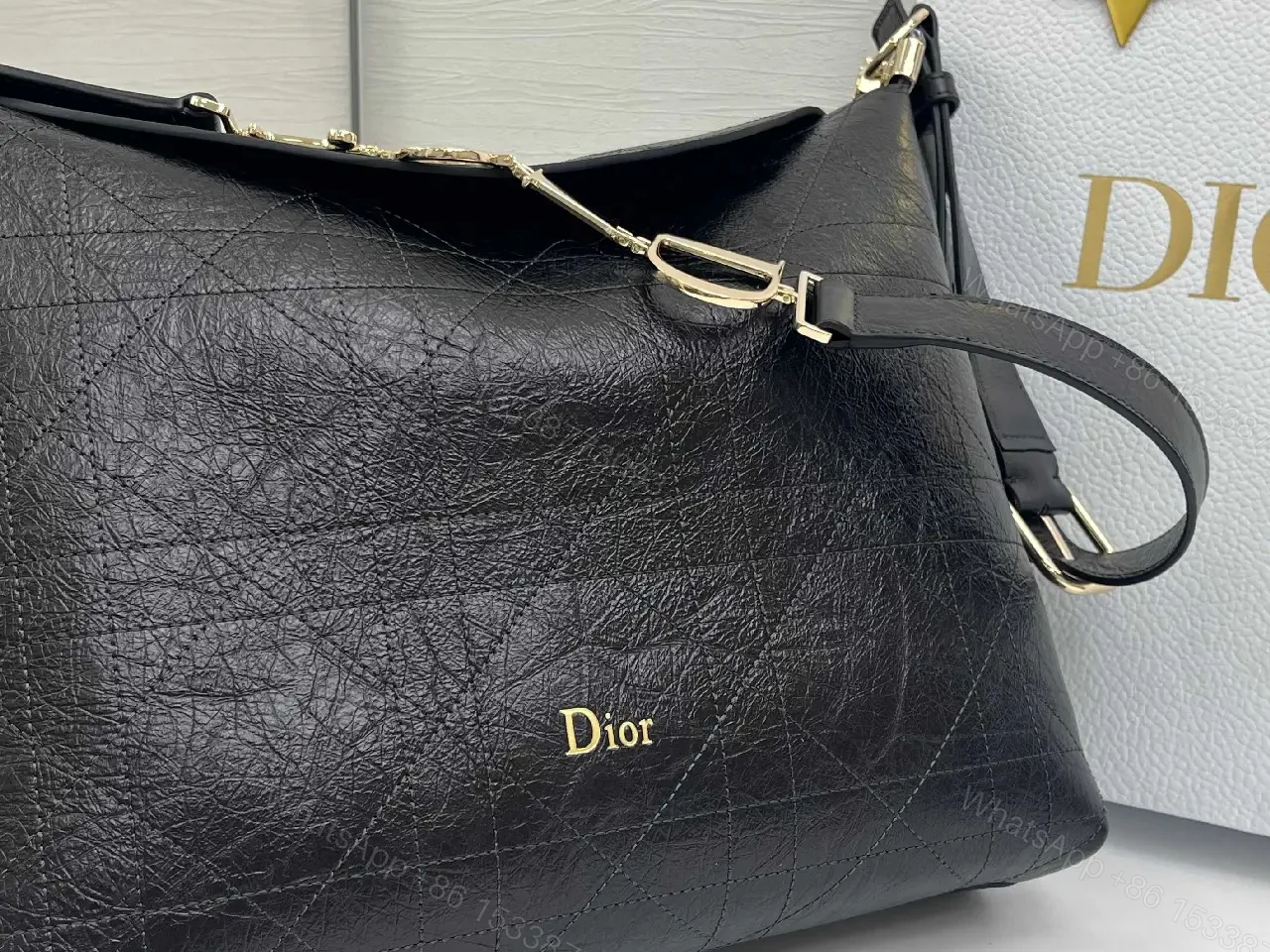 View 3 of Elegant Black Leather Structured Shoulder Bag: Petite Luxury