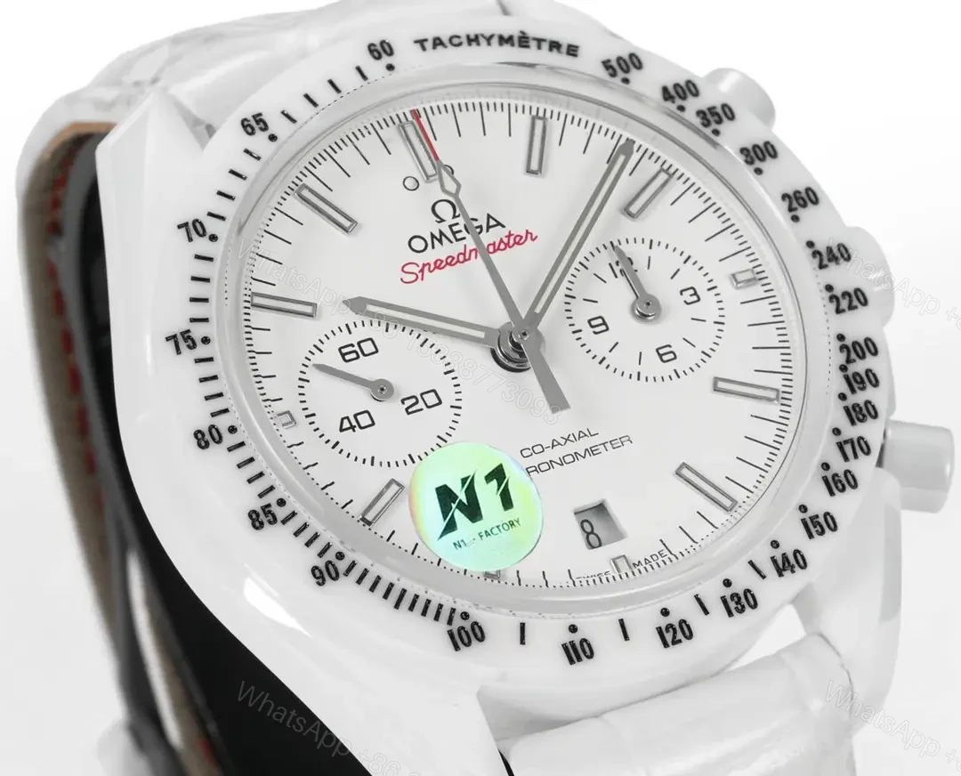 View 2 of Omega Speedmaster Dark Side of the Moon White Full Ceramic Watch with Nylon Strap