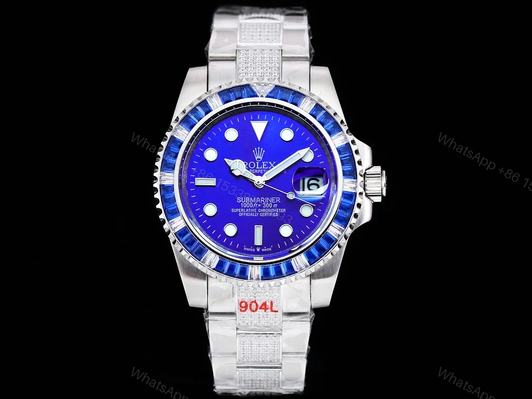 Rolex Full Iced Diamond Dial Three-Link Bracelet Gold Luxury Watch 42mm Ultimate Edition RG-ROLEX-FULL-ICED-GOLD-DIA-42 — view 1